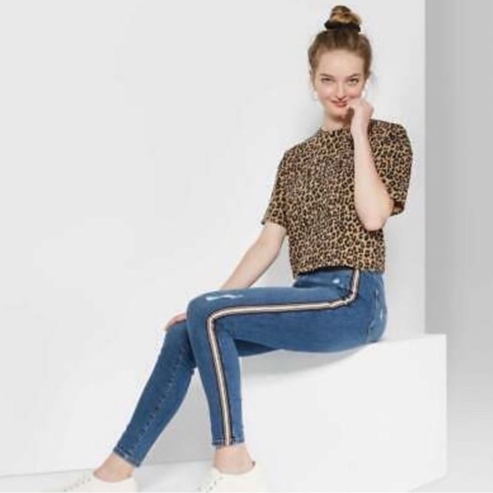 WILD FABLE High Rise Skinny Jeans with Side Tape Stripe Sz 8 / 29 - Picture 1 of 16